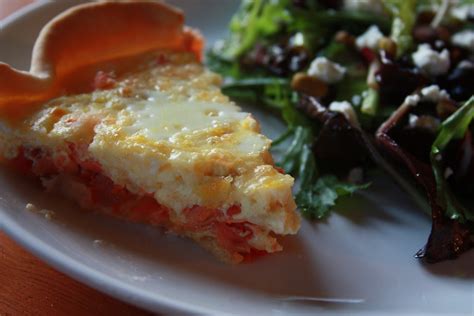 Front Burner Smoked Salmon Quiche And Salad With Cherries Goat Cheese