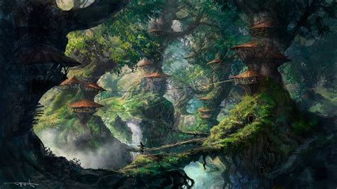 Fantasy Art Wizard Forest Trees Artwork Digital Art