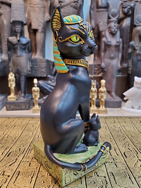 bastet statue goddess bastet with hieroglyphic base son of the pharaoh