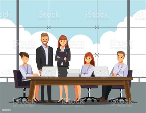 Business People Having Board Meetingvector Illustration Cartoon