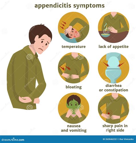 Symptoms Of Appendicitis With Infographics Stock Vector Illustration