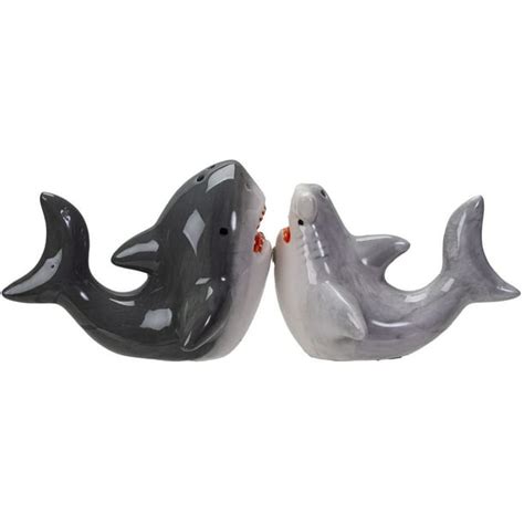 sharks couple ceramic food salt and pepper shakers