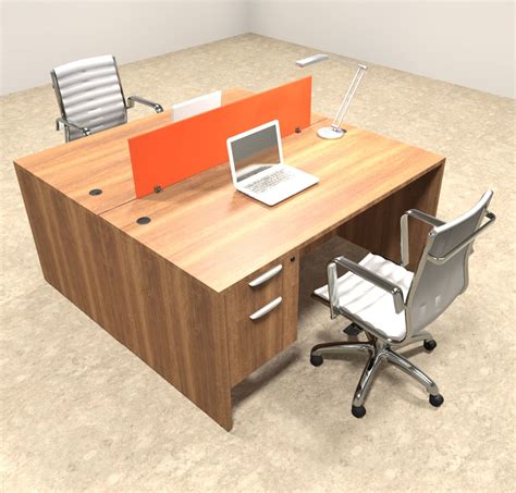 Two Person Orange Divider Office Workstation Desk Set Ot Sul Fpo13