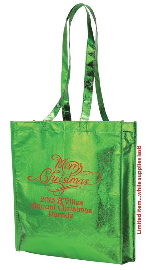 Metallic T Tote Bags In Green Custom Printed Limited Item