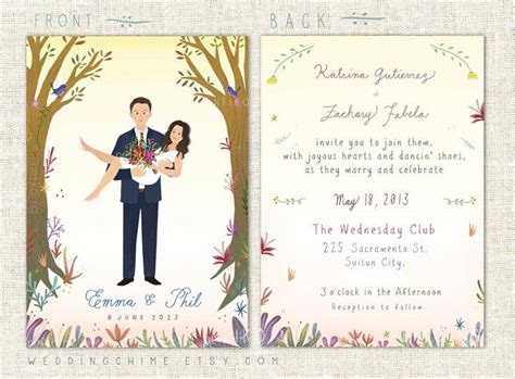 Pdf Printable Custom Portraits Wedding Invitation Card Portrait