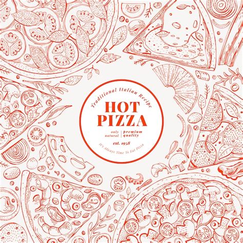 Premium Vector Pizza Design Template Hand Drawn Vector Fast Food