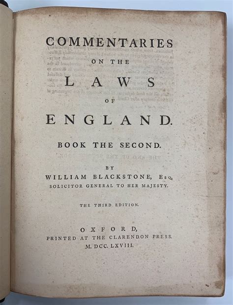 Sold At Auction Blackstone Sir William 1723 1780 Commentaries On The Laws Of England Auction