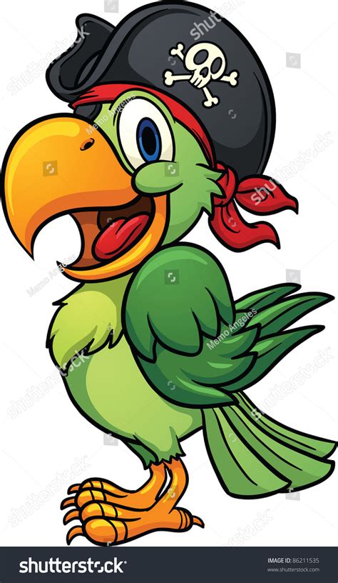 Cute Cartoon Pirate Parrot Vector Illustration With
