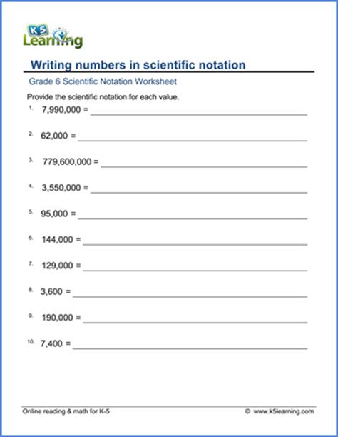 You can customize the worksheets in various ways: Grade 6 Place Value & Scientific Notation Worksheets ...