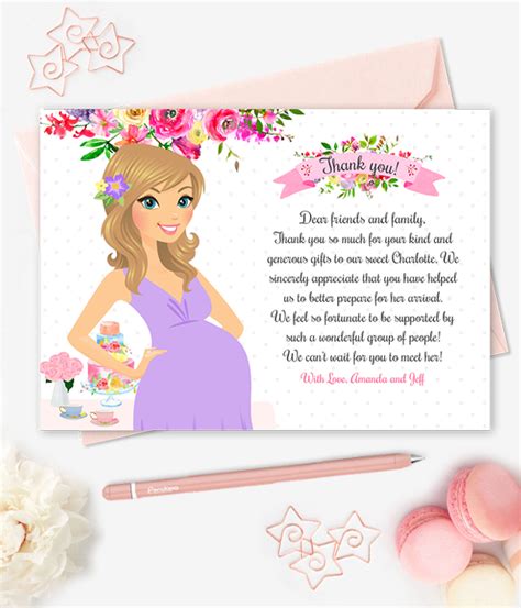 You will be able to access your diy baby shower template within minutes of your purchase and edit it online. Printable Baby Shower Thank You Cards Floral Personalized Stationery Custom Mom-to-be ...