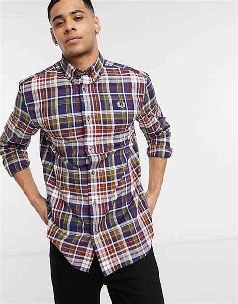 Fred Perry Plaid Check Shirt In Navy Asos