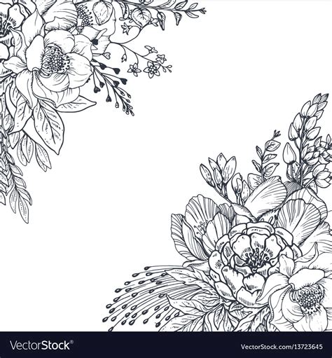 Floral Backgrounds With Hand Drawn Flowers Vector Image