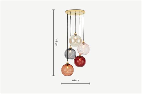 Ilaria Cluster Light Pink Multi And Brass Ceiling Pendant Lights Flush Ceiling