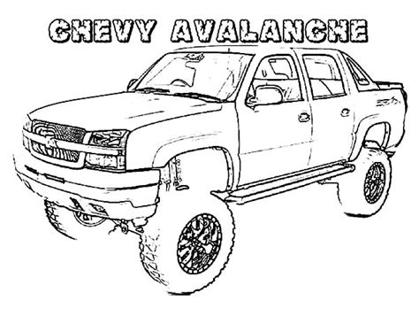 The symbolical image can be colored by using a variety of shades. Four Wheel Drive Chevy Cars Avalance Coloring Pages : Best ...