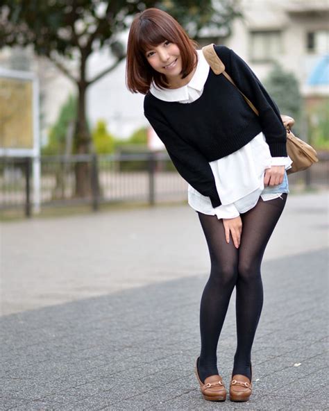 写真：美衣さん Murua（ムルーア）ショートデニム Asian Pantyhose Black Pantyhose Black Tights Japanese Fashion