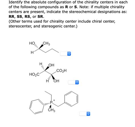 Solved Identify The Absolute Configuration Of The Chirality