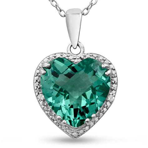 5ct Green Amethyst And Diamond Heart Necklace In Sterling Silver In 2021 Heart Shaped Jewelry