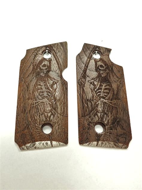 Grim Reaper Walnut Grips For Sig Sauer P238 Engraved Textured Etsy