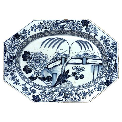 Staffordshire Pottery Blue And White Printed Chinoiserie Dish At 1stdibs
