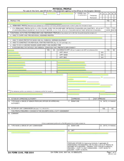 21 Da Forms 3349 Fillable Free To Edit Download And Print Cocodoc