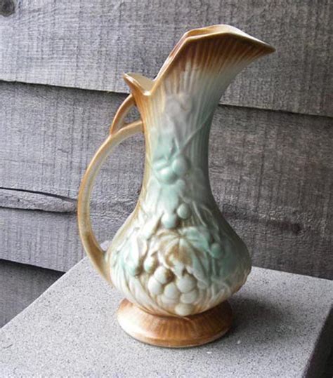 Vintage Mccoy Pitcher Vase Rustic Line Circa 1945 Etsy Pitcher Vase