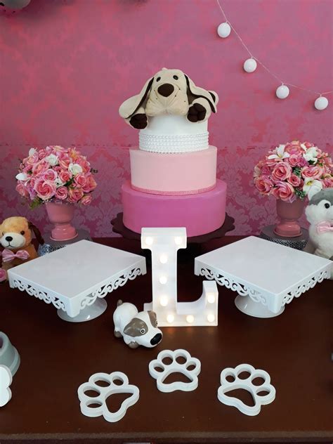 Mamãe Fazendo A Festa Em Casa Decoração Cachorrinhos Rosa