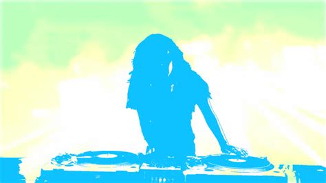 Female Silhouette Dj Mixing On Stock Footage Video 100 Royalty Free