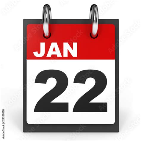 January 22 Calendar On White Background Stock Illustration Adobe Stock