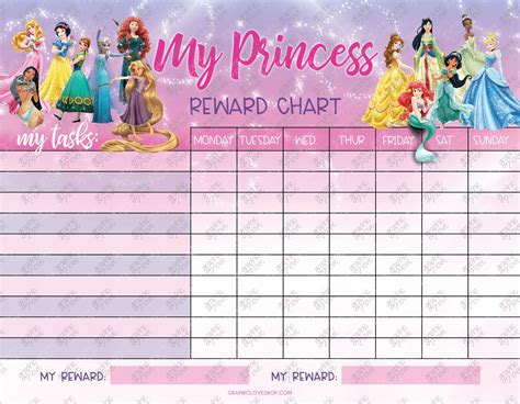 Editable Printable Princess Chore Chart Reward Chart Instant Sexiz Pix
