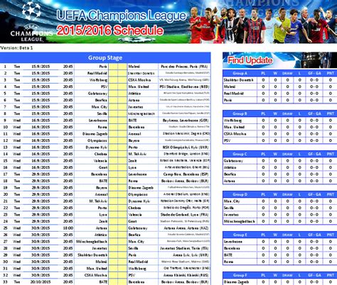 Find out who's playing, when, and what time. Free Download: UEFA Champions League 2015/2016 Schedule ...