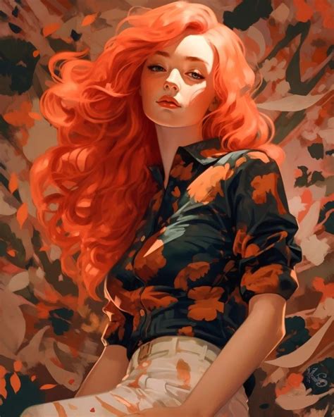 Female Art Painting Digital Painting Pretty Art Cute Art Brown Hair Female Redhead Art