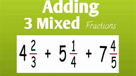 How To Add 3 Mixed Fractions Adding Of Three Mixed Fractions Youtube