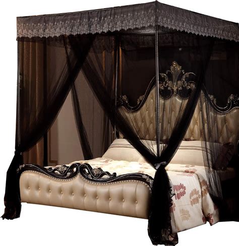 Nattey 4 Corners Post Canopy Bed Curtain For Girls And Adults 4 Openings Bed Canopies