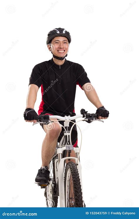 Portrait Of Happy Bike Rider Isolated Stock Image Image Of Helmet