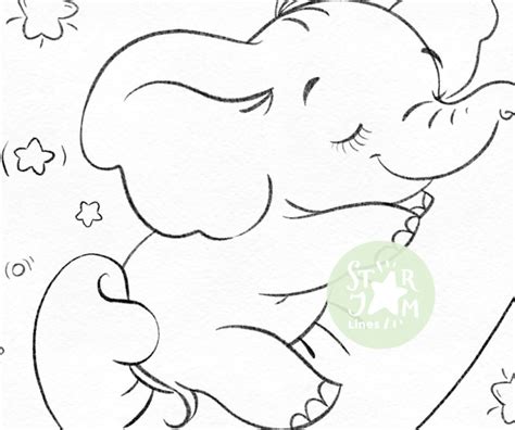 Little Elephant On The Trunk Digi Stamp Mother Love Etsy