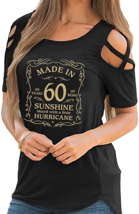 60th Birthday T For Women Short Sleeve T Shirt Cutout Cold Shoulder
