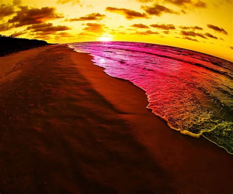 Rainbow Beach Clouds Landscape Nature Sand Sun Sunset Hd