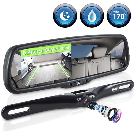 Pyle Backup Car Camera Rear View Mirror Screen Monitor System With
