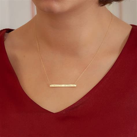 14k solid gold custom name bar necklace elegant personalized etsy