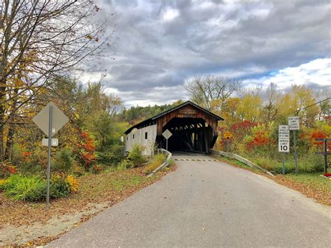Poland Covered Bridge In Cambridge Junction Vermont Spanning Lamoille