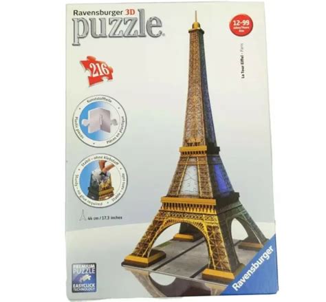 ravensburger eiffel tower 3d puzzle 216 pieces la tour eiffel paris ages 12 euc 14 99 picclick
