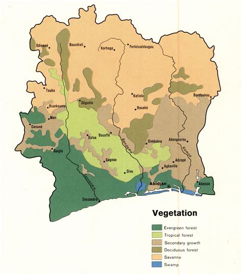 Central africa republic vector eps maps (8). Vegetation map of Ivory Coast (1972) | Ivory coast, Ivory coast africa, Coast