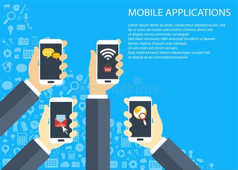 Application Development Mobile Applications Concept Hands With Phones