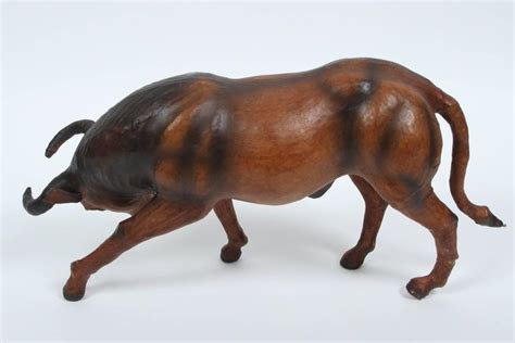 Leather Vintage Decorative Bulls Pair For Sale At 1stdibs