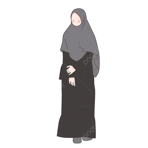 Illustration Of A Beautiful Muslim Woman Wearing Black Dress Beautiful Muslimah Wearing Black