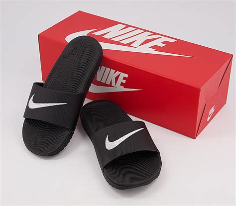 Nike Kawa Kids Slides Black White Unisex