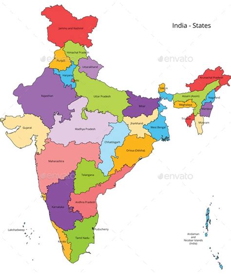 India States Map And Outline By Vzan2012 Graphicriver