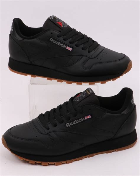 Reebok Classic Leather Gum Sole Trainers In Black 80s