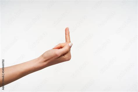 Side View Young Females Hand Showing Middle Finger While Meaning Fuck