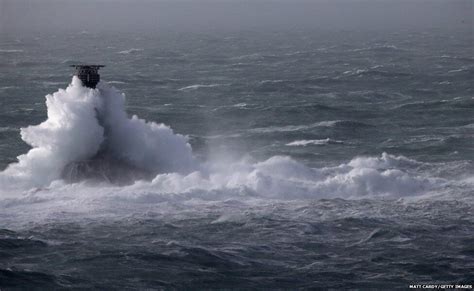 Atlantic Storm At Bishops Rock Lighthouse Scilly Cornwall Rheavyseas